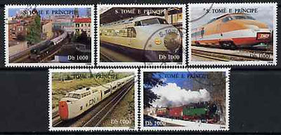 St Thomas & Prince Islands 1997 Locomotives complete set of 5 values cto used