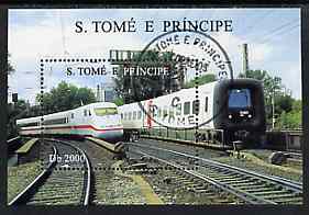 St Thomas & Prince Islands 1997 Locomotives perf miniature sheet #1 cto used