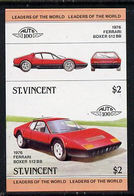 St Vincent 1983 $2 Ferrari Boxer,512BB (1976) unmounted mint imperf se-tenant pair (as SG 737a)