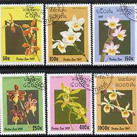 Laos 1997 Orchids complete set of 6 values cto used, SG 1563-68