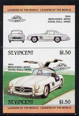 St Vincent 1983 $1.50 Mercedes Benz 300SL (1954) unmounted mint imperf se-tenant pair (as SG 733a)