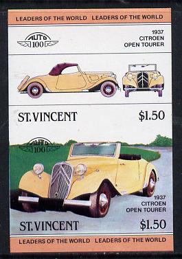 St Vincent 1983 $1.50 Citroen Tourer (1937) unmounted mint imperf se-tenant pair (as SG 731a)