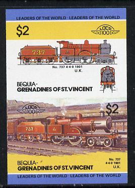St Vincent - Bequia 1985 Locomotives #3 (Leaders of the World) $2 (4-4-0 Loco 737) unmounted mint imperf se-tenant pair