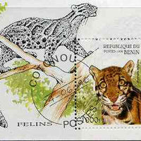 Benin 1996 Wild Cats perf m/sheet (1000f value) cto used Mi BL 19