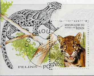 Benin 1996 Wild Cats perf m/sheet (1000f value) cto used Mi BL 19