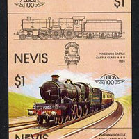 Nevis 1983 Locomotives #1 (Leaders of the World) Pendennis Castle $1 unmounted mint se-tenant imperf pair in issued colours (as SG 138a)