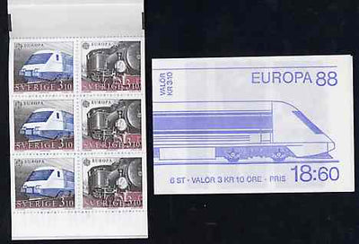 Sweden 1988 Europa 18k60 booklet (Railways) complete and pristine, SG SB410