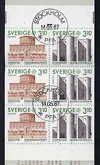 Sweden 1987 Europa 18k60 booklet (Architecture) complete with first day cancels, SG SB398