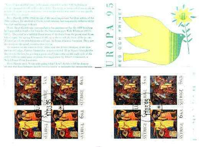 Sweden 1995 Europa 44k booklet (Peace & Freedom) complete with first day cancels