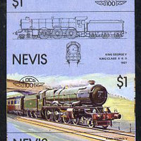 Nevis 1983 Locomotives #1 (Leaders of the World) King George V $1 unmounted mint se-tenant imperf pair in issued colours (as SG 146a)