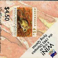 Australia 1992 Threatened Species $4.50 self-adhesive booklet complete with first day cancels (with Olympic Draw flash) SG SB78