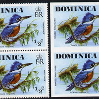 Dominica 1978 Ringed Kingfisher 1/2c in imperf pair plus normal pair unmounted mint, SG 523var