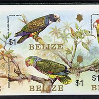 Belize 1984 Parrots set of 4 in imperforate se-tenant block unmounted mint (SG 806a)