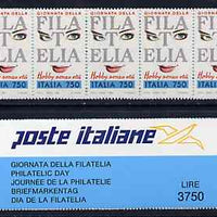 Booklet - Italy 1992 Stamp Day 3,750L Self-adhesive booklet complete and pristine, SG SB8