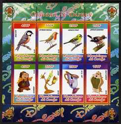 Congo 2010 Disney & Birds perf sheetlet containing 8 values with Scout Logo unmounted mint