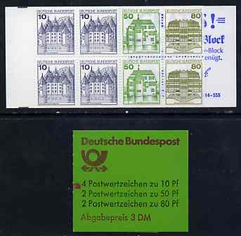 Germany - West 1982 German Castles 3m booklet complete and fine, SG SB73