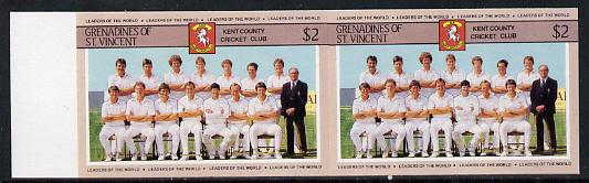 St Vincent - Grenadines 1985 Cricketers #3 - $2 Kent Team - unmounted mint imperf pair (as SG 368)