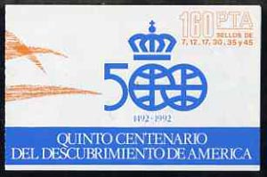 Spain 1986 500th Anniversary of Discovery of America (1st Issue) 160p booklet complete with first day cancels, SG SB2