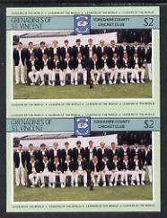 St Vincent - Grenadines 1985 Cricketers #3 - $2 Yorkshire Team - unmounted mint imperf pair (as SG 369)