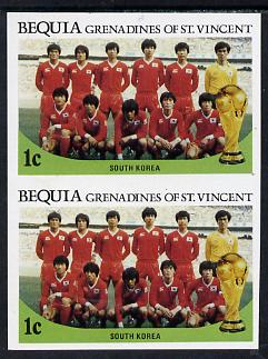 St Vincent - Bequia 1986 World Cup Football 1c (S Korean Team) unmounted mint imperf pair
