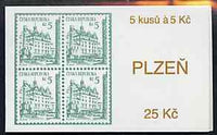 Czech Republic 1993 Pilsen 25kc booklet (Stamp on cover) complete and fine containing pane of 5 x Mi 15