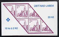 Czech Republic 1993 Usti Nad Labem 20kc booklet (Stamp on cover) complete and fine containing pane of 10 x Mi 13