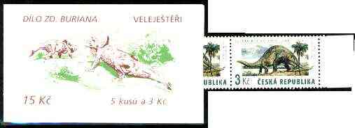 Czech Republic 1994 Prehistoric Animals 15kc booklet complete and fine containing pane of 5 x Mi 42