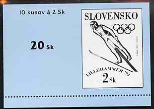 Slovakia 1994 Lillehammer Winter Olympic Games 20k booklet (Ski Jumping pane of 10 x 2k) complete and fine SG SB3