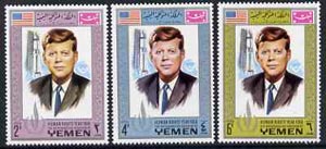 Yemen - Royalist 1968 Human Rights Year the three perf values showing J F Kennedy unmounted mint (Mi 541, 545 & 549A)*