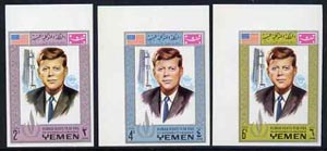 Yemen - Royalist 1968 Human Rights Year the three imperf values showing J F Kennedy unmounted mint (Mi 541, 545 & 549B)*
