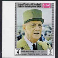 Yemen - Royalist 1969 Famous Men of History 4b De Gaulle from imperf set of 11 unmounted mint, Mi 843B*