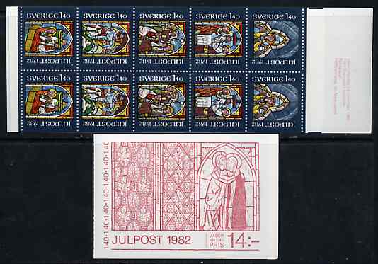 Sweden 1982 Christmas 14k booklet (Stained Glass Windows) complete and very fine, SG SB361