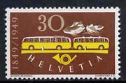 Switzerland 1949 Centenary of Federal Post 30c (Postal Bus) unmounted mint, SG 502*