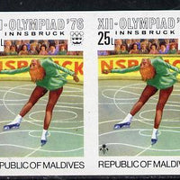 Maldive Islands 1976 Winter Olympics 25l (Figure Skating) unmounted mint imperf pair (as SG 629)