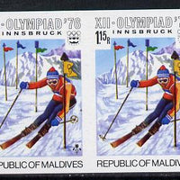 Maldive Islands 1976 Winter Olympics 1r15 (Slalom Skiing) unmounted mint imperf pair (as SG 630)