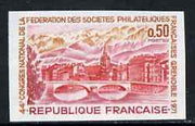 France 1971 Philatelic Societies (Bridge at Grenoble) unmounted mint imperf single in issued colours, Yv1681