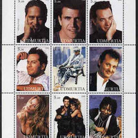 Udmurtia Republic 1999 Hollywood Actors perf sheetlet containing 9 values unmounted mint (Michael Douglas, M Gibson, Tom Hanks,, B Willis, J Nicholson, Bill Murray, Claudia Schiffer, Tina Turner & Whoopi Goldberg)