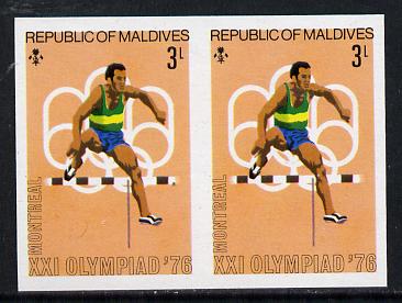Maldive Islands 1976 Montreal Olympics 3l (Hurdling) unmounted mint imperf pair (as SG 656)