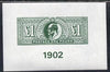Great Britain 1902 KEVII £1 green fine facsimile imperf on gummed paper (as SG 266/320) unmounted mint