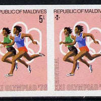 Maldive Islands 1976 Montreal Olympics 5l (Running) unmounted mint imperf pair (as SG 658)