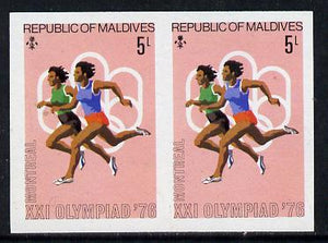 Maldive Islands 1976 Montreal Olympics 5l (Running) unmounted mint imperf pair (as SG 658)
