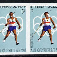 Maldive Islands 1976 Montreal Olympics 6l (Javelin) unmounted mint imperf pair (as SG 659)
