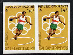 Maldive Islands 1976 Montreal Olympics 1r50 (Discus) unmounted mint imperf pair (as SG 660)