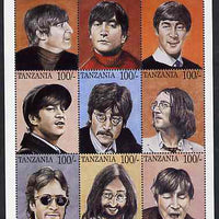 Tanzania 1995 John Lennon perf sheetlet containing 9 x 100s values unmounted mint