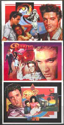 Sahara Republic 1996 Elvis Presley set of three perf miniature sheets cto used