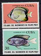 Cuba 1974 the two Fish values from Felipe Poey (Naturalist) set unmounted mint, SG 2127 & 2130