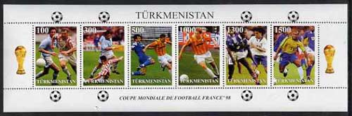 Turkmenistan 1997 Football World Cup sheetlet containing complete set of 6 values unmounted mint