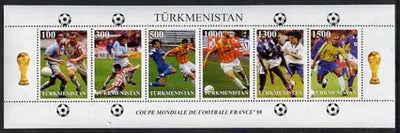 Turkmenistan 1997 Football World Cup sheetlet containing complete set of 6 values unmounted mint