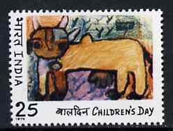 India 1975 Children's Day (Painting of Cow by Sanjay Patel) unmounted mint SG 791*