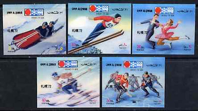 Umm Al Qiwain 1972 Sapporo Winter Olympic Games set of 5 in 3-dimensional format on plastic card unmounted mint, Mi 509-13